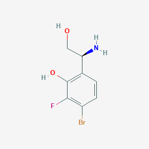 molecular formula C8H9BrFNO2 B13049520 (S)-6-(1-Amino-2-hydroxyethyl)-3-bromo-2-fluorophenolhcl 