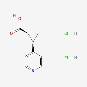 molecular formula C9H11Cl2NO2 B13049645 (1S,2R)-2-(Pyridin-4-YL)cyclopropane-1-carboxylicacid2hcl 