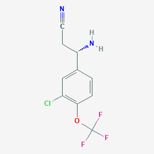 molecular formula C10H8ClF3N2O B13049660 (3S)-3-Amino-3-[3-chloro-4-(trifluoromethoxy)phenyl]propanenitrile 