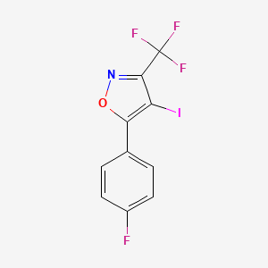 molecular formula C10H4F4INO B13049667 5-(4-Fluorophenyl)-4-iodo-3-(trifluoromethyl)isoxazole 