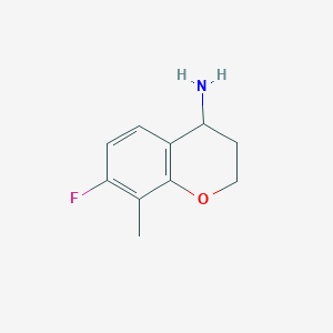 molecular formula C10H12FNO B13049841 7-Fluoro-8-methylchroman-4-amine 