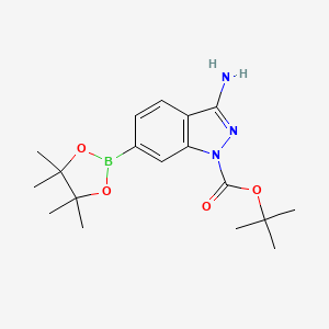 molecular formula C18H26BN3O4 B13049848 Tert-butyl 3-amino-6-(4,4,5,5-tetramethyl-1,3,2-dioxaborolan-2-YL)-1H-indazole-1-carboxylate 