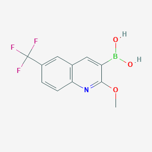 molecular formula C11H9BF3NO3 B13049957 (2-Methoxy-6-(trifluoromethyl)quinolin-3-YL)boronic acid 