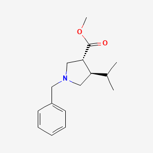 molecular formula C16H23NO2 B13049992 Methyl trans-1-benzyl-4-isopropylpyrrolidine-3-carboxylate 