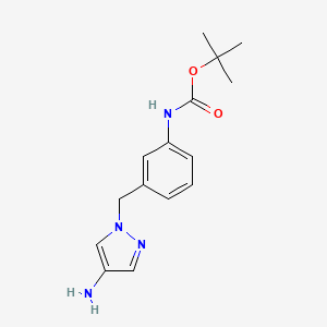 molecular formula C15H20N4O2 B13050024 Tert-butyl (3-((4-amino-1H-pyrazol-1-YL)methyl)phenyl)carbamate 