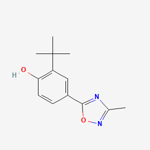 molecular formula C13H16N2O2 B13050048 2-(Tert-butyl)-4-(3-methyl-1,2,4-oxadiazol-5-YL)phenol 