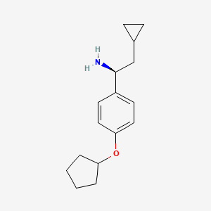 molecular formula C16H23NO B13050094 (1S)-1-(4-Cyclopentyloxyphenyl)-2-cyclopropylethylamine 