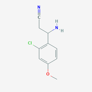 molecular formula C10H11ClN2O B13050122 3-Amino-3-(2-chloro-4-methoxyphenyl)propanenitrile 