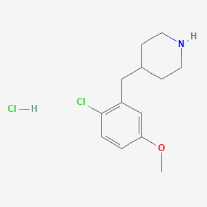 molecular formula C13H19Cl2NO B13050174 4-(2-Chloro-5-methoxybenzyl)piperidine hcl 