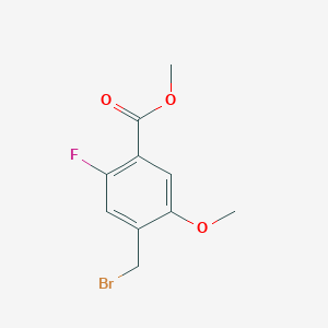 molecular formula C10H10BrFO3 B13050241 Methyl 4-(bromomethyl)-2-fluoro-5-methoxybenzoate 