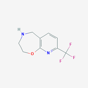 molecular formula C9H9F3N2O B13050296 8-(Trifluoromethyl)-2,3,4,5-tetrahydropyrido[3,2-F][1,4]oxazepine 