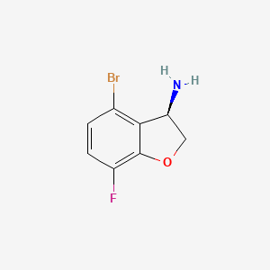 molecular formula C8H7BrFNO B13050302 (R)-4-Bromo-7-fluoro-2,3-dihydrobenzofuran-3-amine 