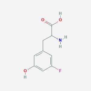 molecular formula C9H10FNO3 B13050317 3-Fluoro-5-hydroxy-DL-phenylalanine 