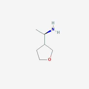 molecular formula C6H13NO B13050355 (1R)-1-(Tetrahydrofuran-3-YL)ethan-1-amine 