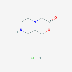 molecular formula C7H13ClN2O2 B13050388 Hexahydropyrazino[2,1-C][1,4]oxazin-3(4H)-one hcl 