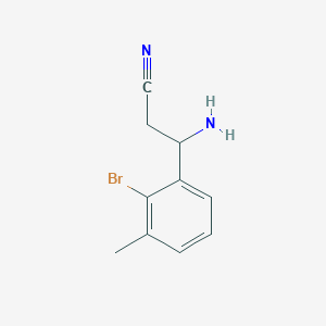 molecular formula C10H11BrN2 B13050422 3-Amino-3-(2-bromo-3-methylphenyl)propanenitrile 