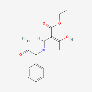 2-[[(Z)-2-ethoxycarbonyl-3-hydroxybut-2-enylidene]amino]-2-phenylacetic acid