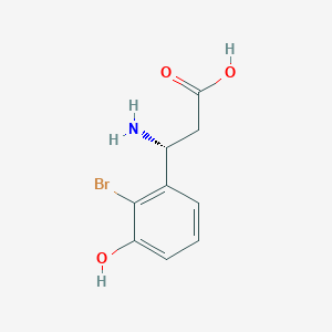 molecular formula C9H10BrNO3 B13050512 (3R)-3-Amino-3-(2-bromo-3-hydroxyphenyl)propanoic acid 