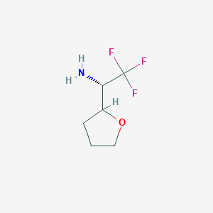 molecular formula C6H10F3NO B13050548 (1S)-2,2,2-Trifluoro-1-(tetrahydrofuran-2-YL)ethan-1-amine 