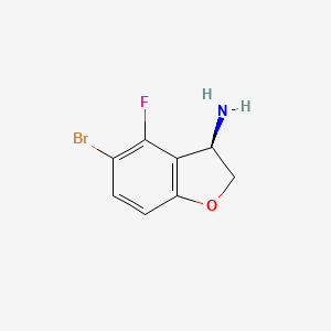 molecular formula C8H7BrFNO B13050745 (R)-5-Bromo-4-fluoro-2,3-dihydrobenzofuran-3-amine 