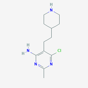 molecular formula C12H19ClN4 B13050812 6-Chloro-2-methyl-5-(2-(piperidin-4-YL)ethyl)pyrimidin-4-amine 