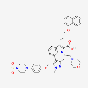 7-(1,3-Dimethyl-5-((4-(4-(methylsulfonyl)piperazin-1-YL)phenoxy)methyl)-1H-pyrazol-4-YL)-1-(2-morpholinoethyl)-3-(3-(naphthalen-1-yloxy)propyl)-1H-indole-2-carboxylic acid