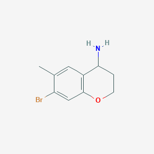 molecular formula C10H12BrNO B13050905 7-Bromo-6-methylchroman-4-amine 