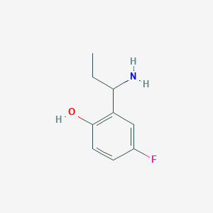 molecular formula C9H12FNO B13050947 2-(1-Aminopropyl)-4-fluorophenolhcl 