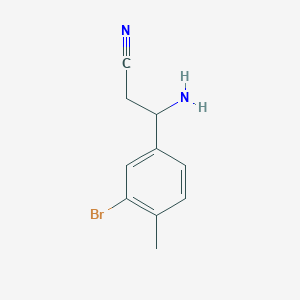 molecular formula C10H11BrN2 B13050949 3-Amino-3-(3-bromo-4-methylphenyl)propanenitrile 