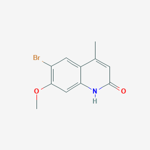 molecular formula C11H10BrNO2 B13050976 6-Bromo-7-methoxy-4-methylquinolin-2(1H)-one 