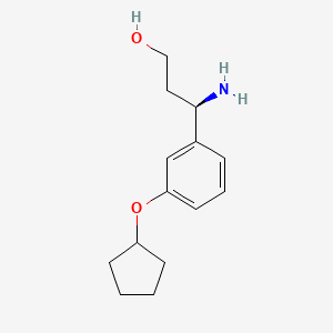 molecular formula C14H21NO2 B13051050 (3R)-3-Amino-3-(3-cyclopentyloxyphenyl)propan-1-OL 