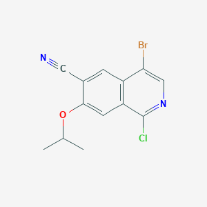 molecular formula C13H10BrClN2O B13051066 4-Bromo-1-chloro-7-isopropoxyisoquinoline-6-carbonitrile 