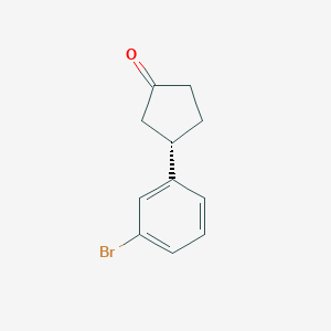 molecular formula C11H11BrO B13051073 (S)-3-(3-Bromophenyl)cyclopentan-1-one 