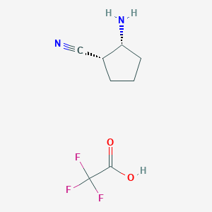 molecular formula C8H11F3N2O2 B13051103 Rel-(1S,2R)-2-aminocyclopentanecarbonitrile tfa 