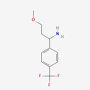 molecular formula C11H14F3NO B13051108 3-Methoxy-1-[4-(trifluoromethyl)phenyl]propan-1-amine 