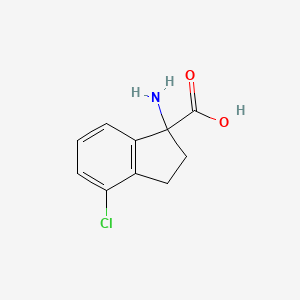 molecular formula C10H10ClNO2 B13051109 1-Amino-4-chloro-2,3-dihydro-1H-indene-1-carboxylic acid 