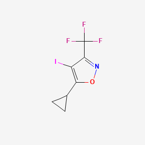 molecular formula C7H5F3INO B13051140 5-Cyclopropyl-4-iodo-3-(trifluoromethyl)isoxazole 