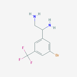 molecular formula C9H10BrF3N2 B13051159 1-[5-Bromo-3-(trifluoromethyl)phenyl]ethane-1,2-diamine 