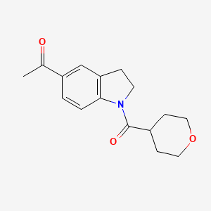 molecular formula C16H19NO3 B13051249 1-(1-(Tetrahydro-2H-pyran-4-carbonyl)indolin-5-YL)ethan-1-one 