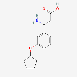 molecular formula C14H19NO3 B13051295 3-Amino-3-(3-cyclopentyloxyphenyl)propanoic acid 