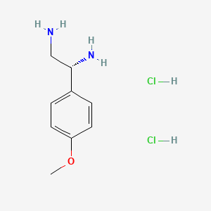 molecular formula C9H16Cl2N2O B13051311 (1R)-1-(4-Methoxyphenyl)ethane-1,2-diamine 2hcl 