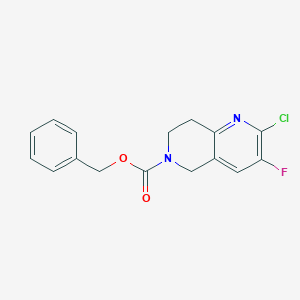 molecular formula C16H14ClFN2O2 B13051316 Benzyl 2-chloro-3-fluoro-7,8-dihydro-1,6-naphthyridine-6(5H)-carboxylate 