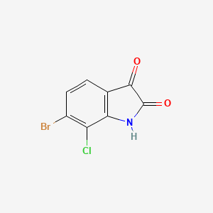 molecular formula C8H3BrClNO2 B13051368 6-Bromo-7-chloroindoline-2,3-dione 