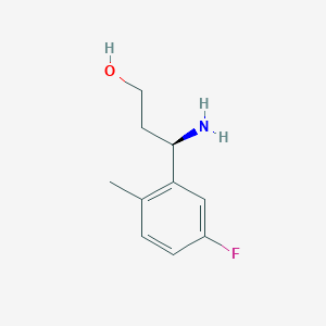 molecular formula C10H14FNO B13051374 (R)-3-Amino-3-(5-fluoro-2-methylphenyl)propan-1-OL 