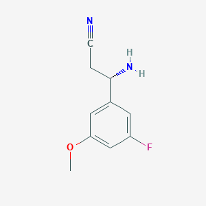 molecular formula C10H11FN2O B13051390 (3S)-3-Amino-3-(5-fluoro-3-methoxyphenyl)propanenitrile 