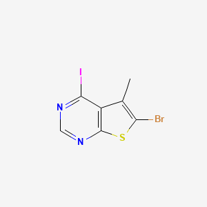 molecular formula C7H4BrIN2S B13051396 6-Bromo-4-iodo-5-methylthieno[2,3-d]pyrimidine 