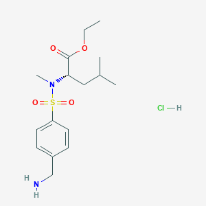 molecular formula C16H27ClN2O4S B13051521 ethyl (2S)-2-[[4-(aminomethyl)phenyl]sulfonyl-methylamino]-4-methylpentanoate;hydrochloride 