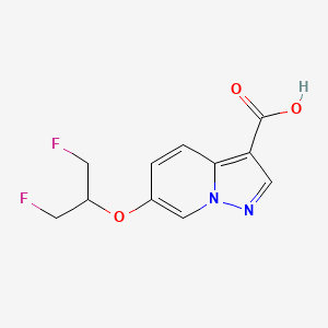 molecular formula C11H10F2N2O3 B13051551 6-((1,3-Difluoropropan-2-YL)oxy)pyrazolo[1,5-A]pyridine-3-carboxylic acid 