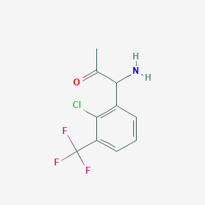 molecular formula C10H9ClF3NO B13051568 1-Amino-1-[2-chloro-3-(trifluoromethyl)phenyl]acetone 