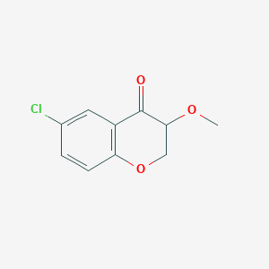 molecular formula C10H9ClO3 B13051581 6-Chloro-3-methoxy-3,4-dihydro-2H-1-benzopyran-4-one 